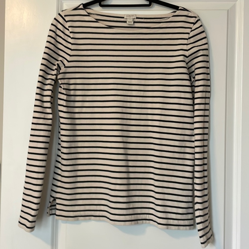 J. Crew Striped Boatneck Tee (Small)